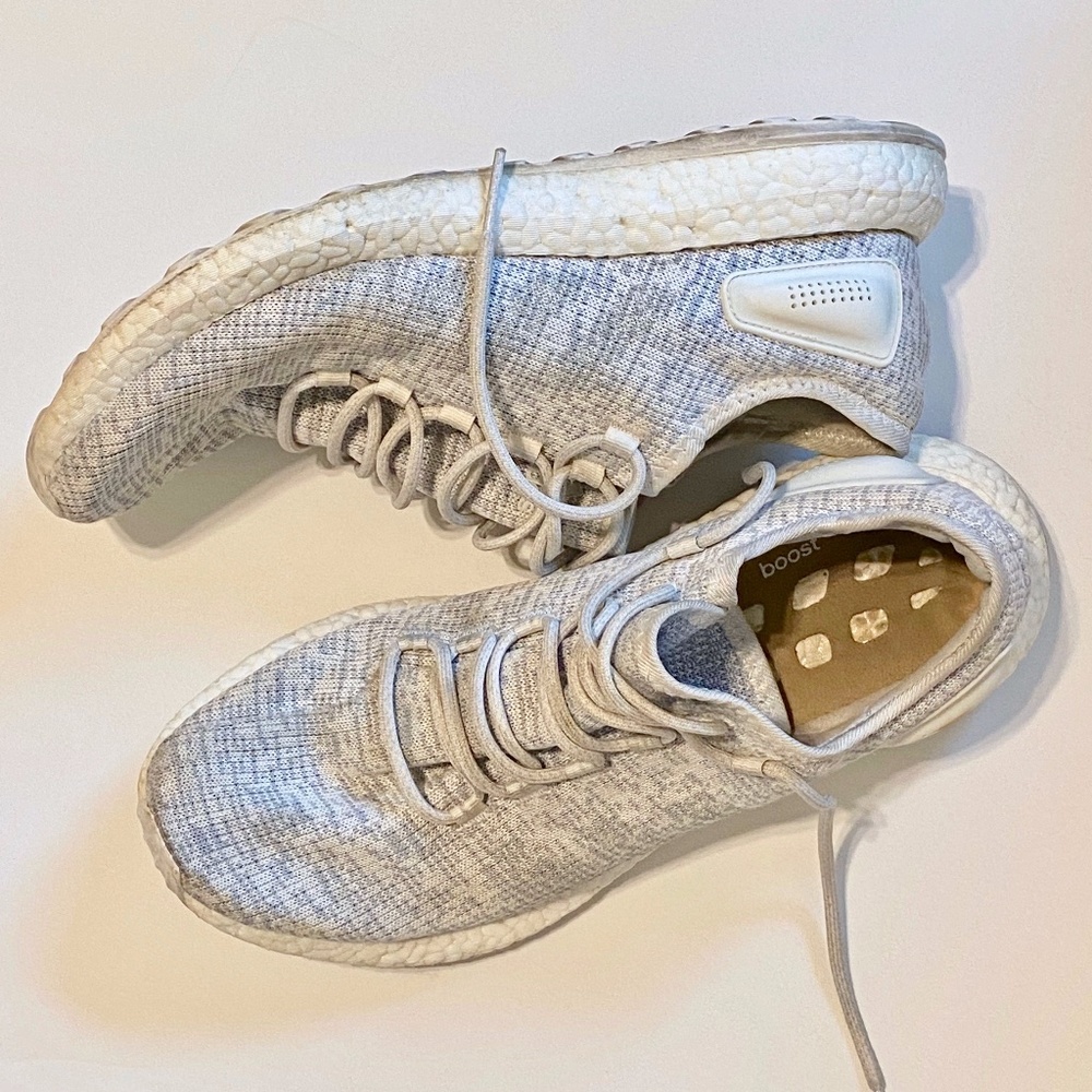 ADIDAS Men's Grey Knit Pureboost Running Shoes